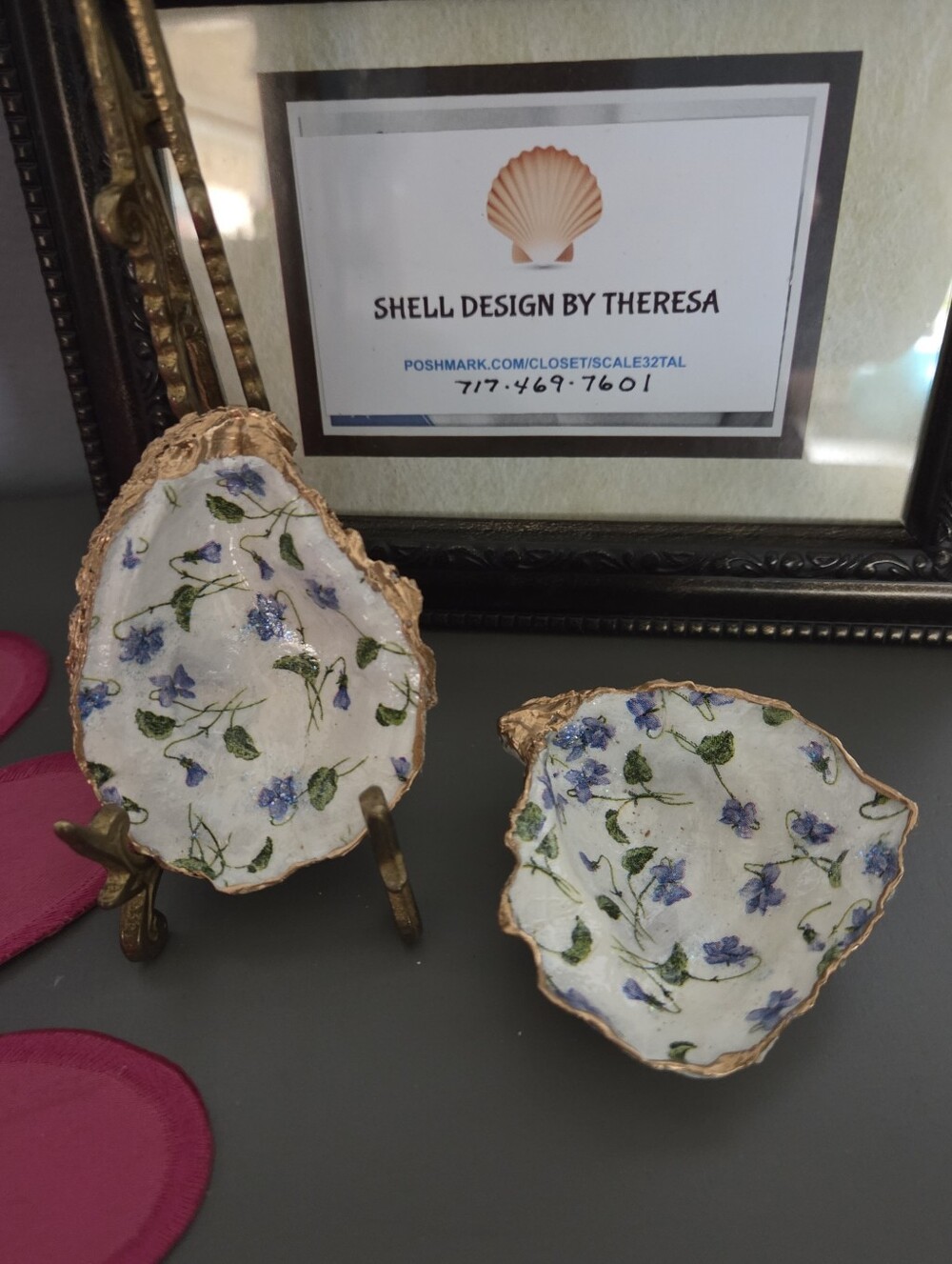 Handcrafted  Oyster Shell Dishes 2 For Asking Price